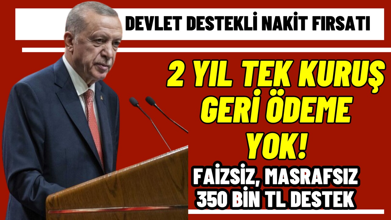 2 Yıl Geri Ödeme Yok! Faizsiz Masrafsız 350 Bin TL Devlet Destekli Nakit