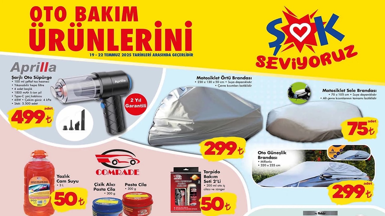 ŞOK 19 Temmuz 2025 aktüel ürünler kataloğu: 499 TL'ye şarjlı araç süpürgesi geliyor