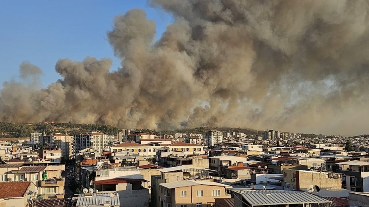 İzmir Buca’da minibüste başlayan yangın ormana sıçradı