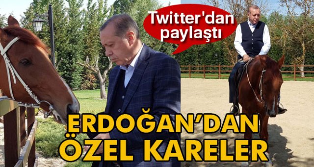 Erdoğan'ın ata binme fotoğraflarını paylaştı