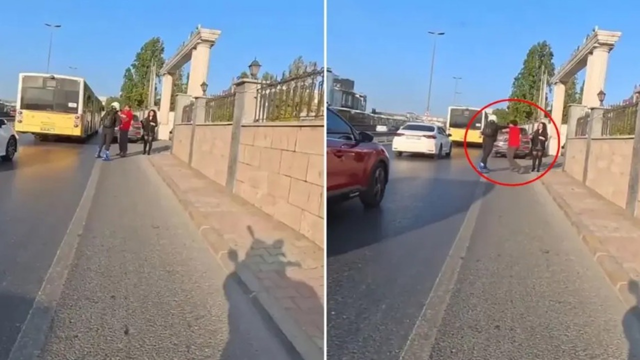 Trafikte Yumruklu Kavga! Motosikletli Sürücüyü Yere Serdiği Anları Sosyal Medya Hesabından Paylaştı