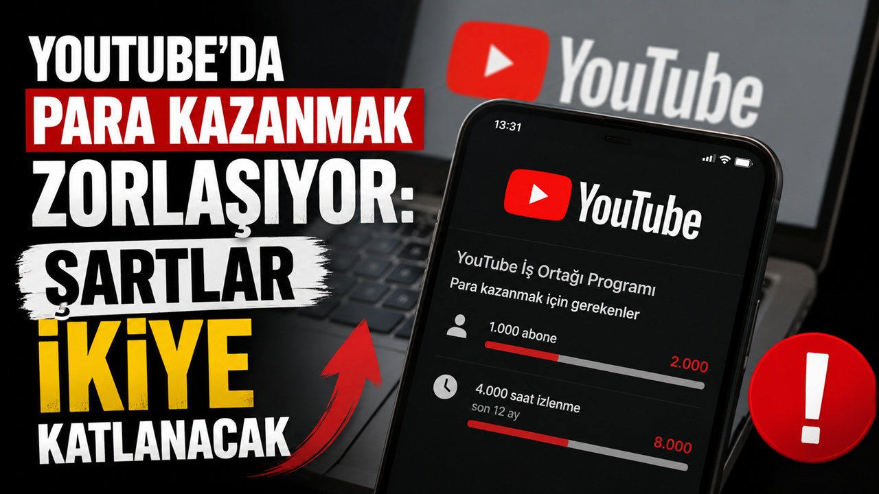 YouTube’da para kazanmak zorlaşıyor: Şartlar ikiye katlanacak