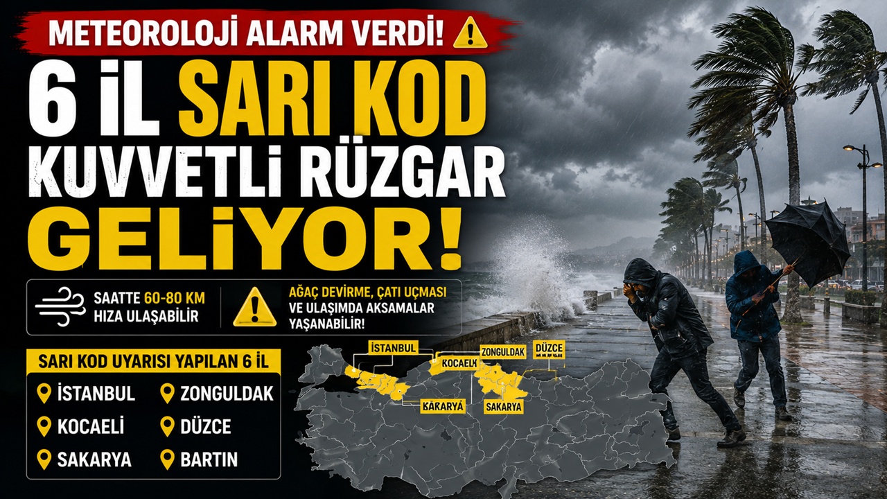 Meteoroloji alarm verdi: 6 il sarı kod, kuvvetli rüzgar geliyor