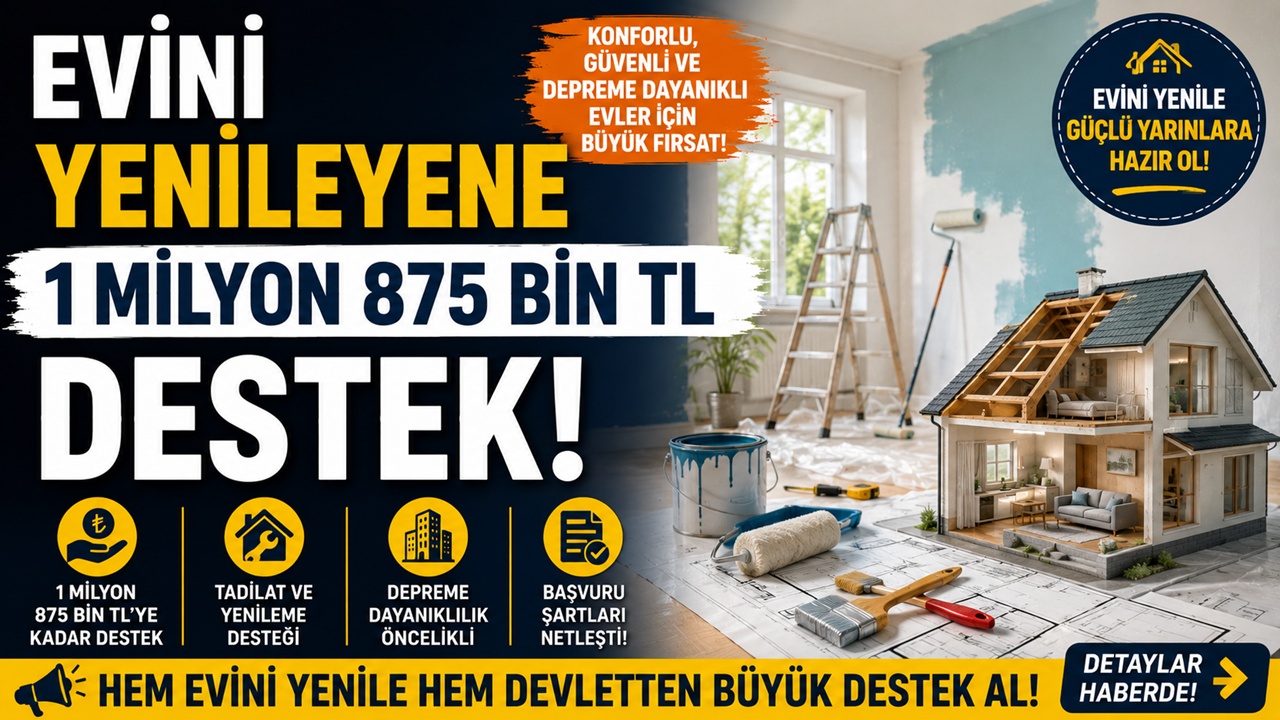 Evini yenileyene 1 milyon 875 bin TL destek
