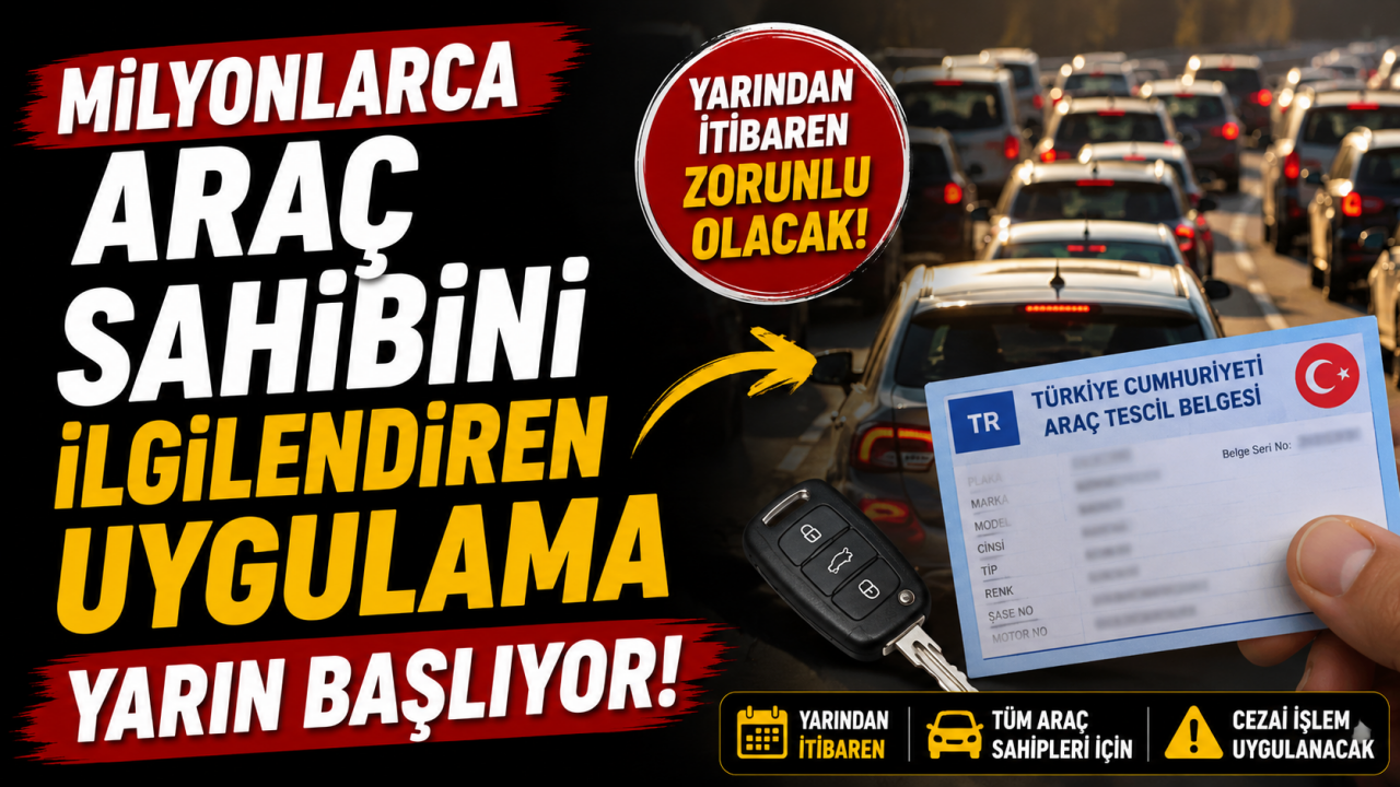 Milyonlarca araç sahibini ilgilendiren uygulama yarın başlıyor