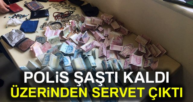 Dilencinin üzerinden 14 bin TL çıktı