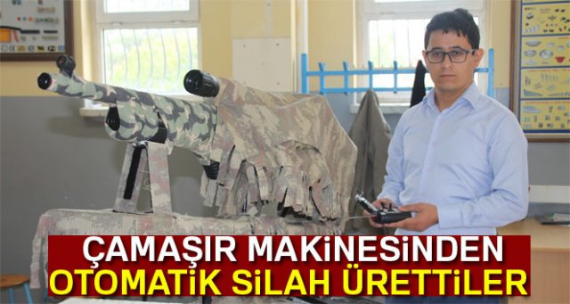 Çamaşır makinesi ve silecek motorundan otomatik silah ürettiler