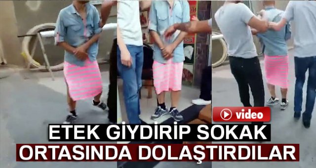 Uyuşturucu satıcısı olduğu iddia edilen kişiye etek giydirdiler