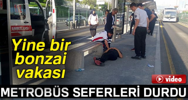 Bonzai içen genç, metrobüs seferlerini aksattı