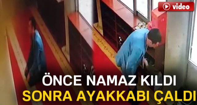 Camide ayakkabı hırsızlığı kamerada