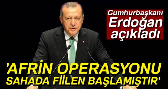 Cumhurbaşkanı Erdoğan: 'Afrin operasyonu sahada fiilen başlamıştır'
