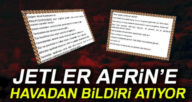 TSK, Afrin'e havadan bildiri attı