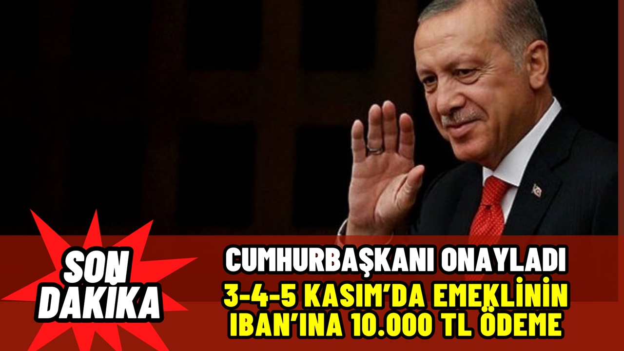 Cumhurbaşkanı talimatı ile 3-4-5 Kasım’da emeklinin IBAN numarasına 10.000 TL ödeme