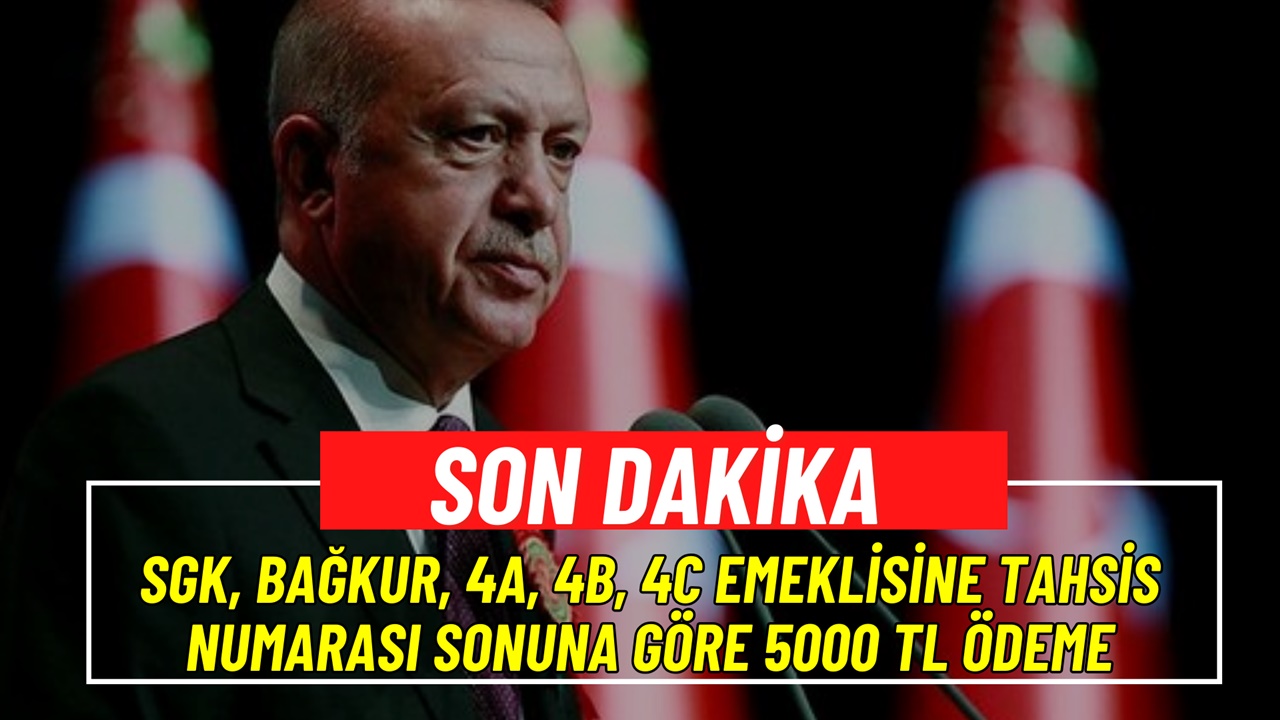 SGK, Bağkur, 4A, 4B, 4C emeklisine tahsis numarası sonuna göre 5000 TL ödeme! Bugün başlıyor