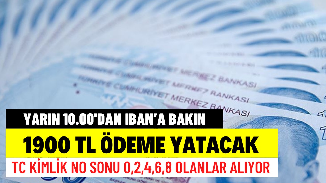 TC kimlik numarası sonu 0-2-4-6-8 olanlar yarın 10.00'da IBAN numarasına baksın! 1900 TL ödeme yatacak