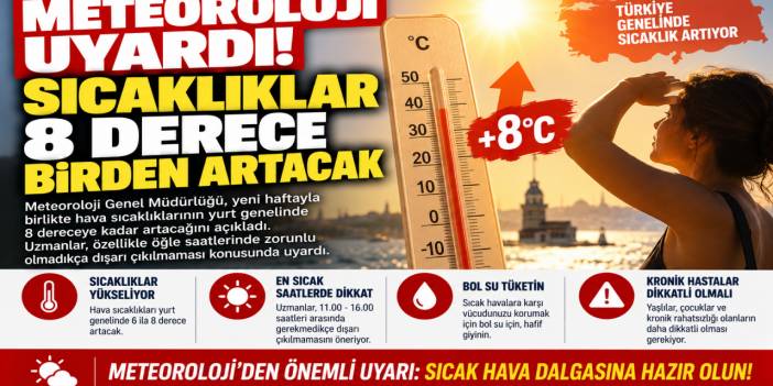 Meteoroloji uyardı! Sıcaklıklar 8 derece birden artacak